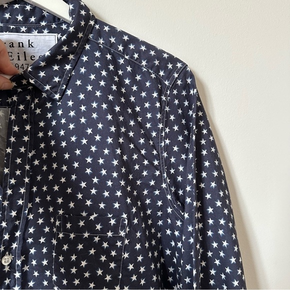 Frank & Eileen Barry  Brushed Cotton Button Up In Navy Stars Size L - Picture 5 of 10